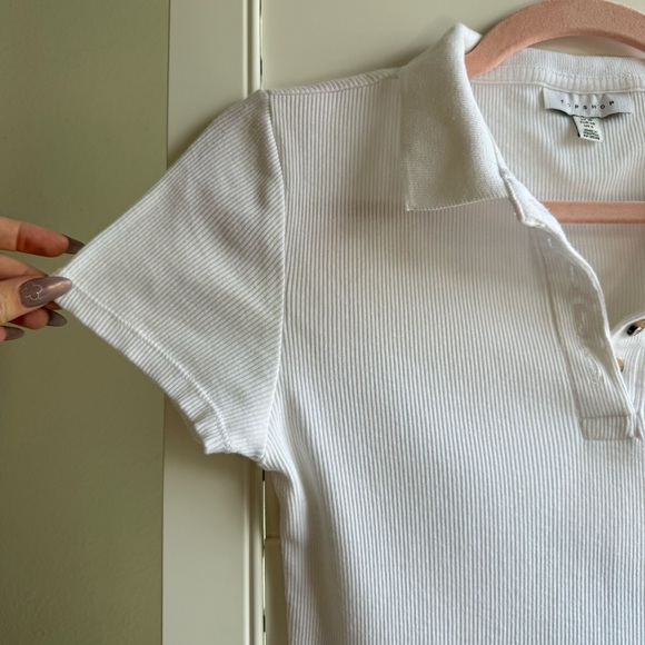 S O L D Topshop sporty ribbed polo mini dress in white size small - Picture 4 of 11